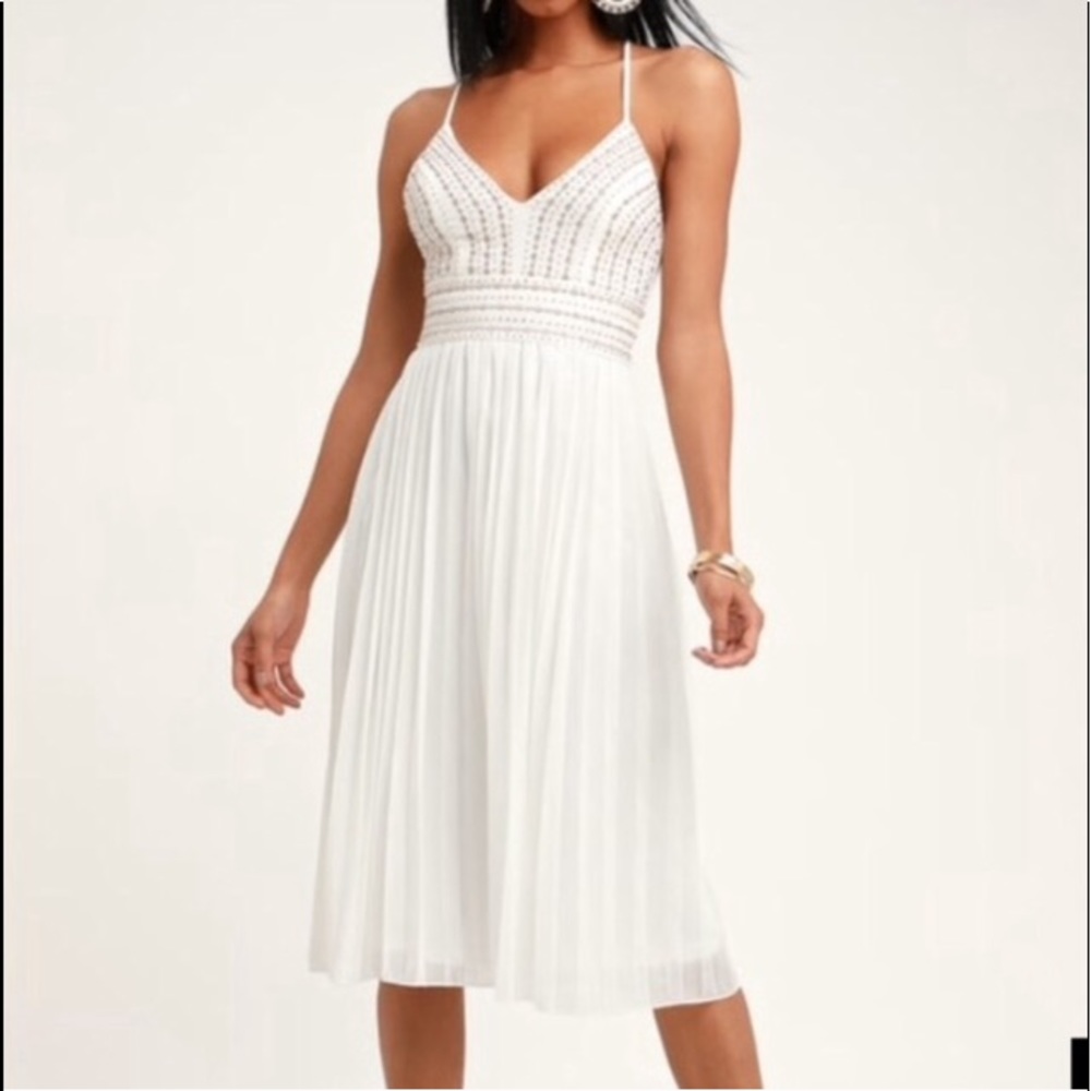 Lulus White Embroidered Beaded Dress